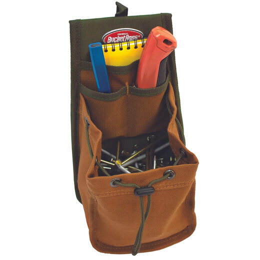 Bucket Boss 4-Pocket Parachute Bag with Flap Fit Brown