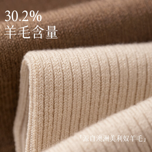Mianzhuwu lamb wool over-the-knee socks for women in autumn and winter, thickened warm knee pads, non-slip, anti-pilling, high-top women's thighs, 1829 terms combination eleven (khaki + caramel), one size fits all, 2 pairs_(35-39) lamb wool over-the-knee_warm and not bulky