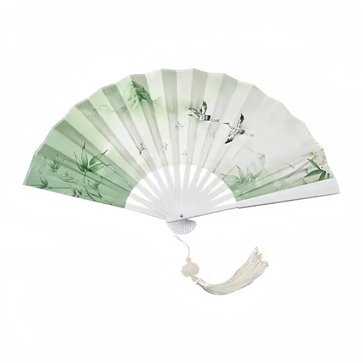 Yusen Yi Hanfu Fan Boys' National Style 8-inch Plastic Fan Tassel Pendant National Fashion Folding Fan Children's Silk Cloth Ancient Style Unbreakable Youfeng Laiyi