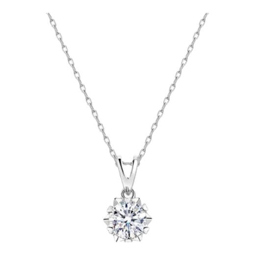 I Do PT950 Platinum Snowflake Diamond Necklace 1 Carat Cultured Diamond Classic Six Claw Pendant as a Gift for Wife and Girlfriend Snowflake Diamond-50 Points Diamond Necklace