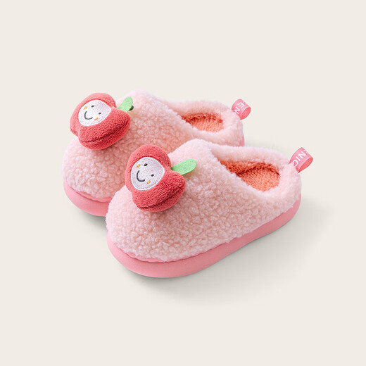 Pig Daddy Children's Slippers Autumn and Winter Boys Home Indoor Warm Anti-Slip Girls Baby Soft Bottom Children's Cotton Slippers Powder 20