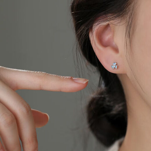 NSYCA Old Phoenix sterling silver 9999 iris flower earrings niche light luxury women 2025 new earrings silver earrings blue iris earrings 1 pair high-end