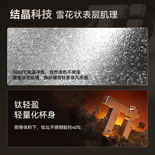 Fuguang inside and outside pure titanium coffee cup thermos cup men and women portable outdoor water cup high-end gift office tea cup 560ML