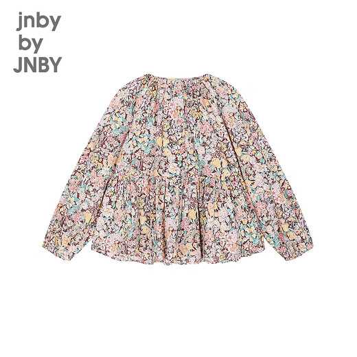 Jnby by JNBY new style Jiangnan Buyi children's clothing long-sleeved shirt lotus leaf collar raglan sleeves loose 25 autumn girls 1P8213530 901/colorful mixed 100 cm