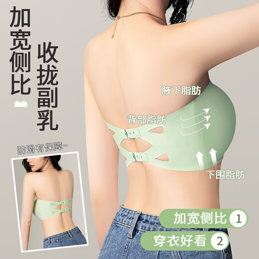 Arctic velvet strapless underwear for women, anti-slip, push-up, chest-wrapped, thin tube top suspender skirt, anti-exposure inner wear, beautiful back bra, summer, black + white + skin color S