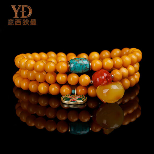 Italian Collection Grade Amber Beeswax Bracelet Multi-circle Bracelet Women's Chicken Oil Yellow Old Honey Bracelet Purse Multi-Bao Accessories Gift 6mm Three-circle Fidelity Beeswax (with Certificate)