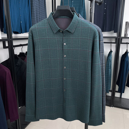 
Hengyuanxiang long-sleeved shirt men with wool spring and autumn business casual daddy top middle-aged and elderly winter thickened plaid shirt G15053 medium gray M [100-120Jin[Jin equals 0.5 kg]]