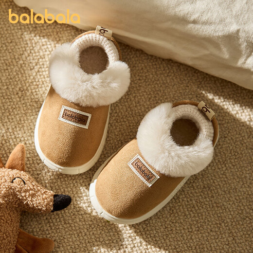 Balabala children's cotton shoes for boys and girls in winter plus velvet to keep warm outdoor winter shoes for children thickened two cotton shoes baby snow boots