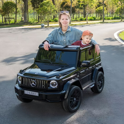 Jingxuan children's car can sit in adults' remote control new Mercedes-Benz G63 children's electric car 4-wheel off-road remote control car super paint bright black = remote control four-wheel drive large motor Bluetooth 2 pieces four-drive
