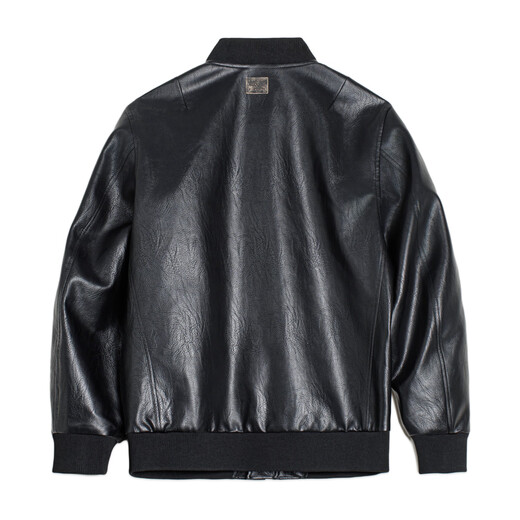 Madden Workwear American Retro MA1 Pilot Leather Jacket Men's Autumn Black Handsome Short Litchi Pattern Men's Jacket Quiet Black M