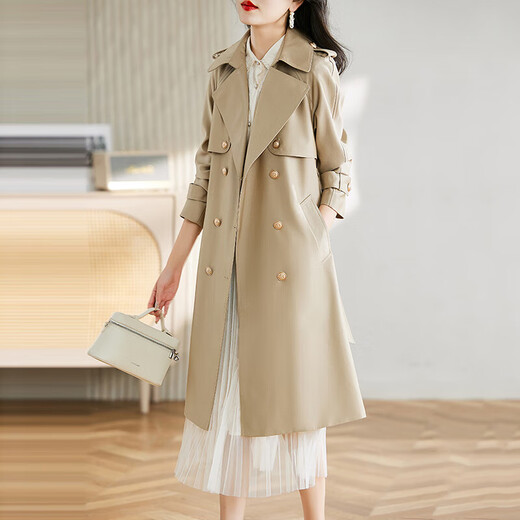 Ehangy Luxury High Grain-Long-Long-Longat Coat For Women 2025 Primavera y otoño Nuevo abrigo de moda de alta gama gris l gris