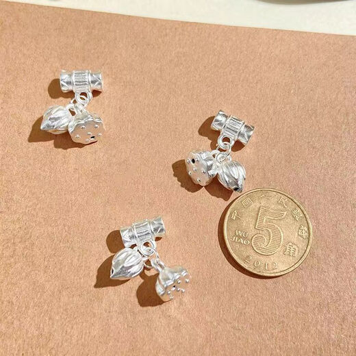 KZD Old Phoenix 999 sterling silver lotus seed lotus pendant diy accessories beaded bracelet two generations of joy pendant material one pack (free 2 5mm silver beads)