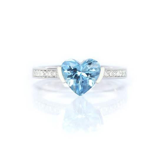 HEEKAIYI Santa Maria Aquamarine Ring Women's 18k Gold Diamond Ring Chinese Valentine's Day Birthday Gift for Wife Selected Santa Maria Aquamarine Ring 1.59 carats 18K Gold