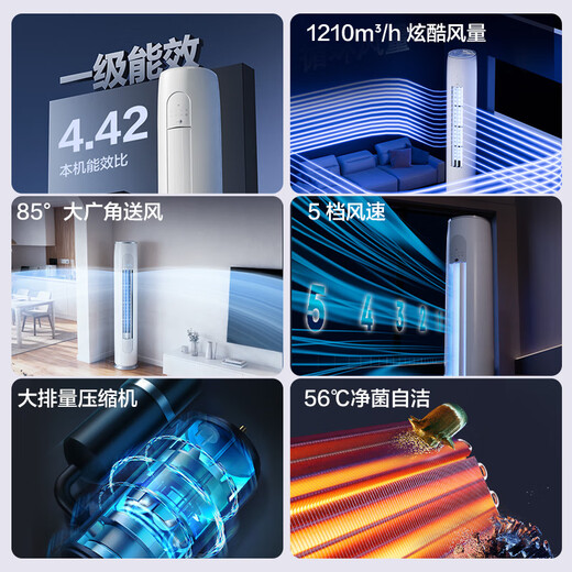 Gree produced Jinghong air conditioner Xiaoliangshen 3 new level 1 energy efficiency inverter vertical cabinet living room cabinet energy saving KFR-72LW/JHFNhAa1Bj national subsidy