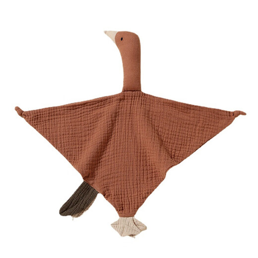 Jingmengyuan crumpled cloth soothing napkin baby can chew the doll sleep baby put to sleep pure cotton gauze little swan hand puppet gray bunny (goose) 1 pack