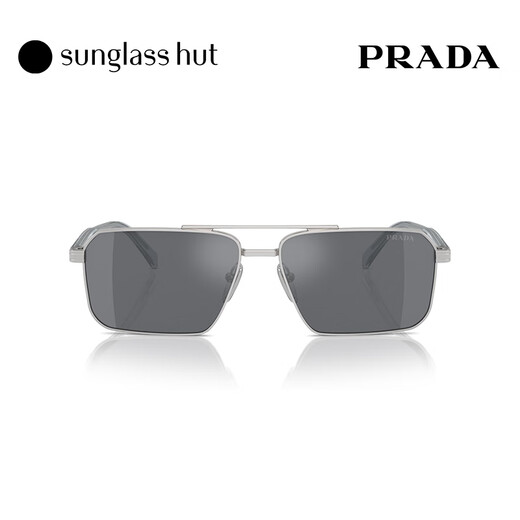 PRADA/Prada sunglasses for men polarized driving sunglasses square glasses 0PR A57S silver frame/dark gray lens 1BC175