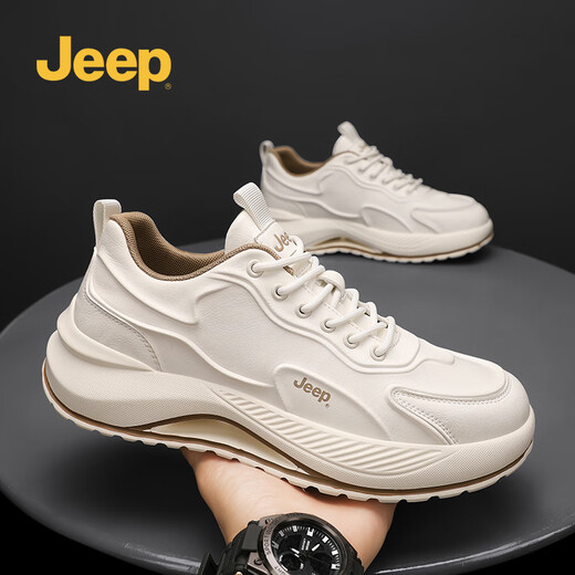 Jeep men's shoes spring and autumn 2025 new leather business casual sports shoes retro dad shoes comfortable coconut shoes