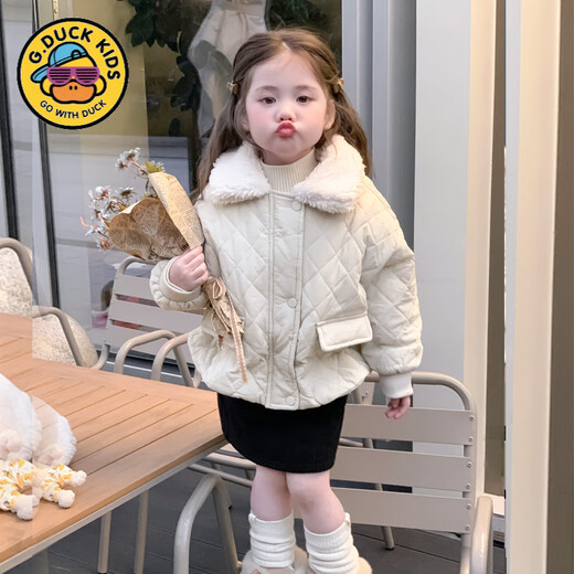 G.duck Girls' Cotton Clothes Winter Clothes 2025 New Western Style Children's Winter Thickened Padded Clothes Baby Autumn and Winter Plush Jacket Picture Color 100 cm