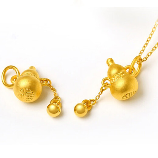 Chow Tai Fook Gold Pure Gold 999 Tassel Gourd Pendant Pure Gold Women's Jewelry 24K Pure Gold Clavicle Necklace Tassel Gourd Seven with 18k Titanium Gold Chain