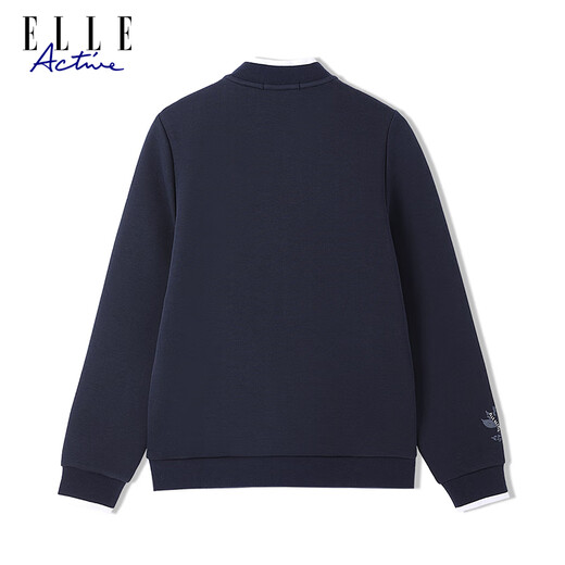 ELLE ACTIVE Casual Sports Jacket Women's Autumn Fashion Simple Baseball Collar Windproof Jacket Versatile Jacket Navy Blue M