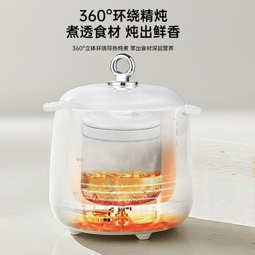 Electric stew pot, steamer, electric cooking pot, stew pot, casserole pot, stew and steaming, all-in-one food supplement pot, stew soup cup, electric stew pot, electric casserole pot, stew pot, water-proof porridge, multifunctional, can be reserved with white porcelain stew pot + steamed egg rack (ceramic white) 0.45L