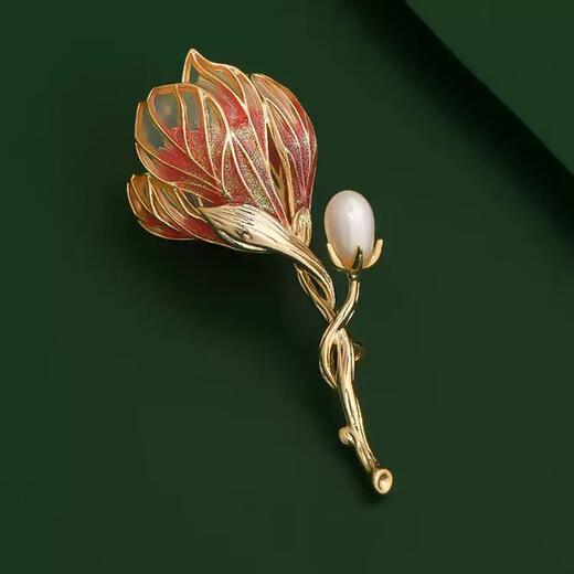 Kamalun (KAMALUN) luxury red rich flower peony brooch high-end women's corsage suit coat temperament pin gift to elder leaders Danhua Yingzhen brooch set