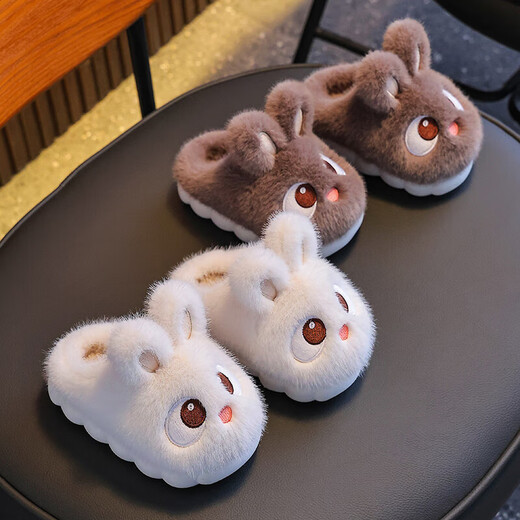 Children's cotton slippers for boys and girls in winter, indoor home non-slip warm heel plush children's baby cotton shoes, upgraded version pink (heel included) 12 26/27 size (shoe inner length 16CM, suitable for feet 15