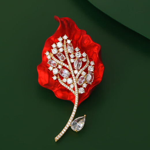 Kamalun (KAMALUN) luxury red rich flower peony brooch high-end women's corsage suit coat temperament pin gift to elder leaders Danhua Yingzhen brooch set