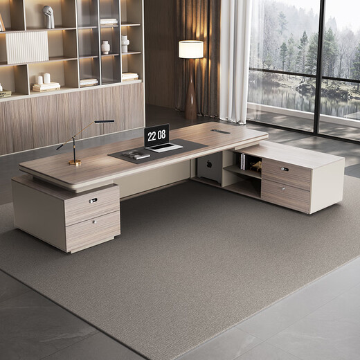 Mudini boss desk president office desk and chair combination simple modern manager executive light luxury high-end manager executive desk 1.8 meters boss table long style/single cabinet