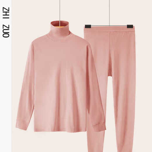 Hongdou (Hodo) Seniors' Autumn Clothes and Autumn Pants Set Women's Pure Cotton Loose Mother's High Collar Bottoming Cotton Sweater Shirt and Underpants High Lapel Meat Powder Suit L Recommended 110-120 Jin Jin equals 0.5 kg