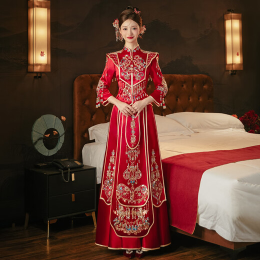 ROAR UTHAUG Xiuhe clothing 2025 new wedding Chinese wedding dress summer out of the house Xiuhe wedding clothing high-end heavy industry Xiuhe wedding dress for women Wedding auspicious women's style without headwear S