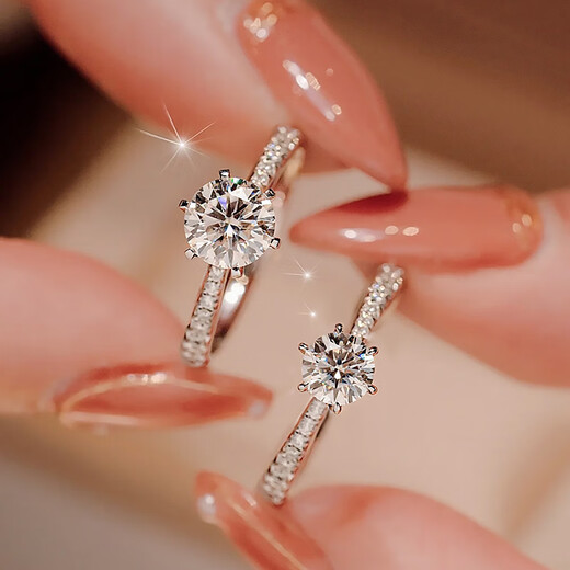 MZMZ platinum ring for women pt950 platinum engagement six claw diamond ring Valentine's Day birthday gift for girlfriend and wife local warehouse/next day delivery - light luxury one carat diamond ring for women