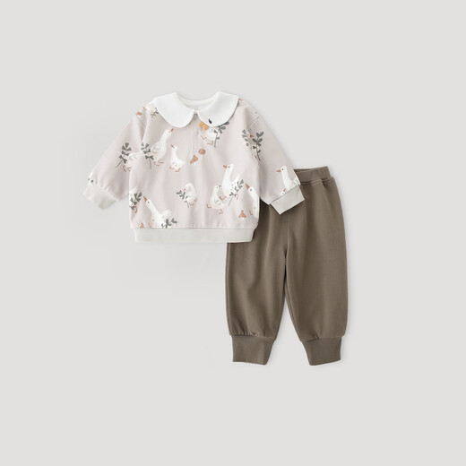 巴厘小猪女童卫衣套装秋季甜美可爱女宝宝两件套婴幼儿分体衣服 小鸭寻觅记 100 cm