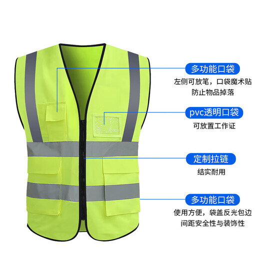 Fanlu Reflective Vest Safety Vest Traffic Cycling Warning Annual Inspection Car Inspection Overalls Orange Multi-Pocket