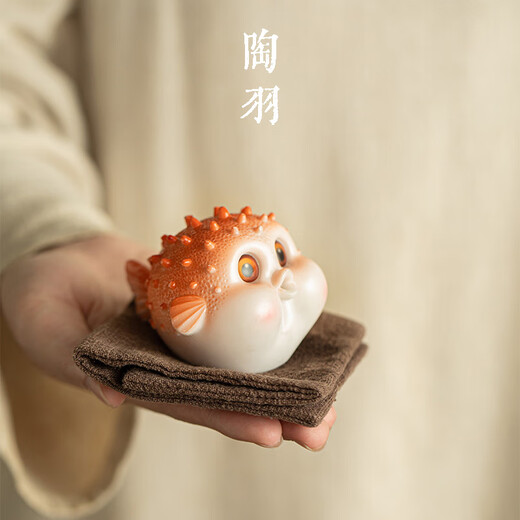 Taoyu color-changing bubble fish tea pet ornaments puffer fish string incense insert household tea table decorations creative tea play indoor aromatherapy stove bubble puffer fish color-changing tea pet - orange
