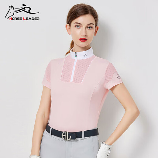 HORSE LEADER summer equestrian T-shirt short-sleeved adult equestrian clothing women's equestrian equipment competition shirt navy blue one size 165