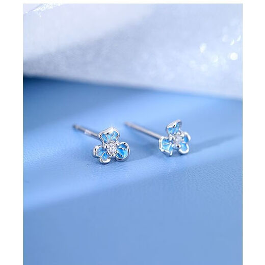 NSYCA Old Phoenix sterling silver 9999 iris flower earrings niche light luxury women 2025 new earrings silver earrings blue iris earrings 1 pair high-end