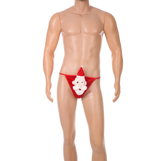 Cross-border European and American men's Christmas sexy underwear plush cloth thong T-pants wholesale snowflake thong one size fits all (suitable for weight 50-90KG)