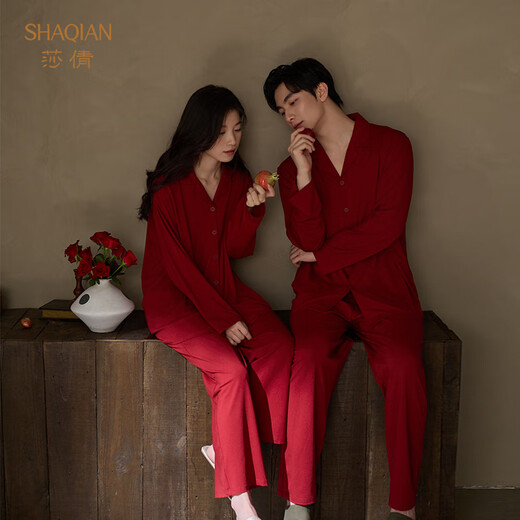Shaqian New Red Couple Pajamas 2025 Spring and Autumn Soft Cotton Women's Wedding Home Clothes Newly Married Zodiac Year Men's Suit
