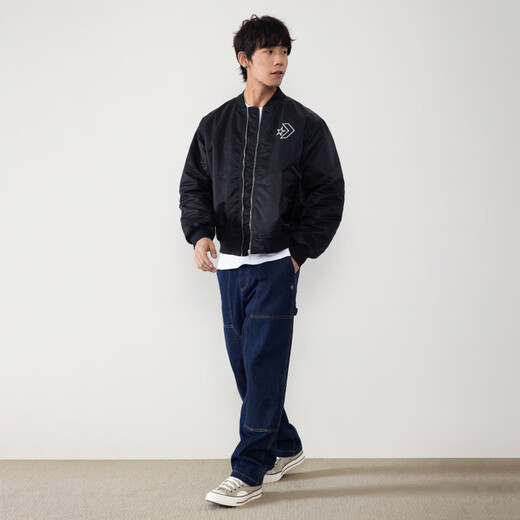 Converse official autumn and winter new men's and women's water-repellent baseball jacket cotton jacket UCJ147 UCJ147-023 L (175/100A)