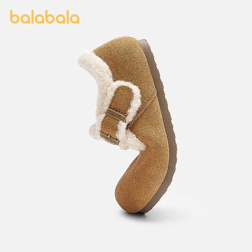 Balabala Children's Shoes Children's Birkenstock Shoes Girls' Slippers Plus Velvet 2025 New Autumn and Winter Shoes Comfortable, Tide and Non-Slip Camel 50001 33 (foot length 20.3-20.7/inner length 21.7)