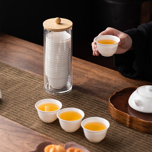 Yunhua disposable kung fu tea cup with storage rack 60ml high-grade heat-resistant rice husk tea tasting cup tea tasting 200 disposable tea cups