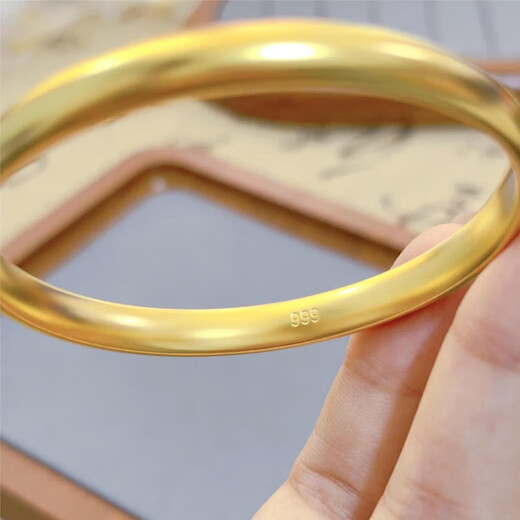 Junshi Lao Phoenix Bengal red gold bracelet solid 7mm ancient method plain ring gold-plated inheritance solid 7mm ancient method plain ring 54 rings