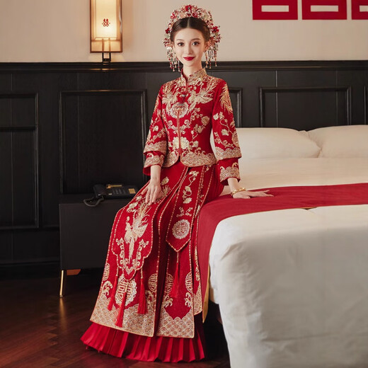 Grosfairy XiUhe Tragen 2025 Neues Braut Hochzeitskleid Kleider Chinesisches Hochzeitskleid Dragon Phoenix Kleid Toast Kleidung Show und Set fenglaiyi Diamondless s
