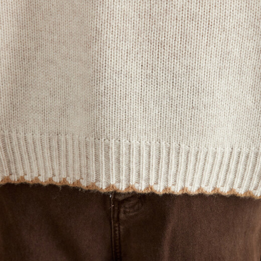 Shexi (Srcr) 100% wool sweater 430g thick loose sweater women's bottoming autumn and winter lazy contrast color knitted top