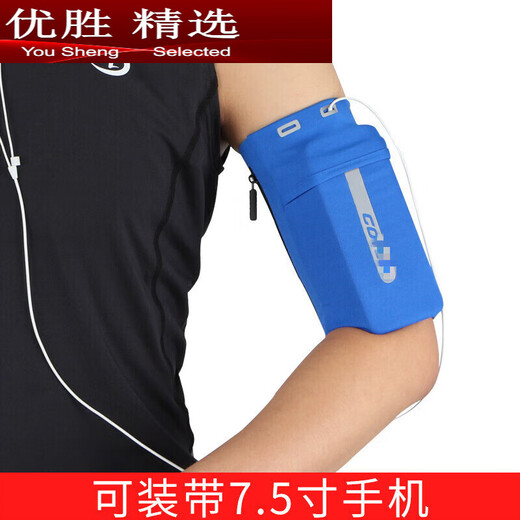 MPPMCK outdoor running mobile phone arm bag, unisex elastic arm cover, close-fitting anti-theft arm strap handbag, sports hand sleeve, blue XL