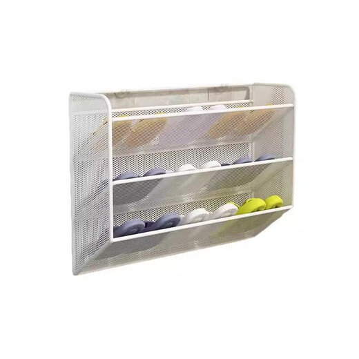 Lin's Boy Shoe Rack Storage Rack Household Door Behind Wall-mounted Storage Artifact Wall Multi-layer Small Shoe Rack Shoe Cabinet No Punching Elegant White_Large Three Layers No Specifications