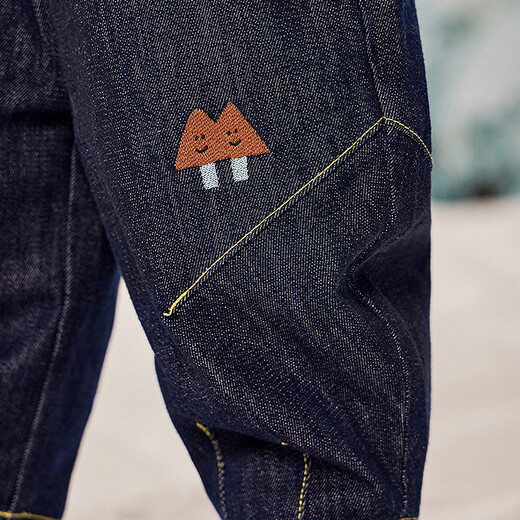 迷你巴拉（minibala）男童女童宝宝软牛仔裤子2025冬内里加绒不易褪色长裤