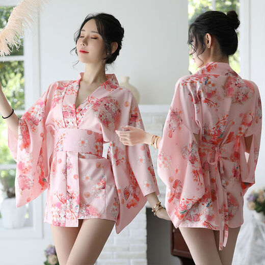 Sexy lingerie kimono suit pajamas uniform clothes women's nightgown red boutique kimono thong belt one size