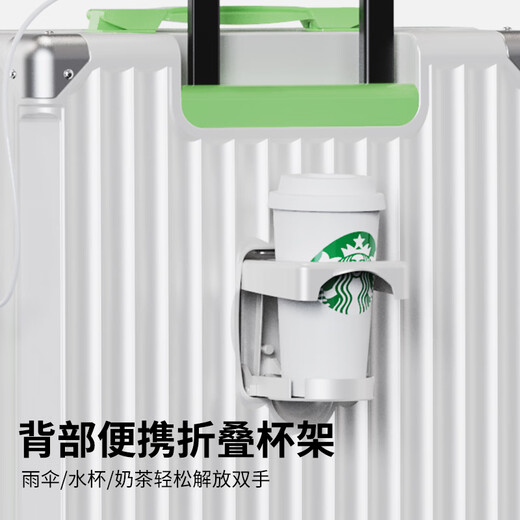 Charles Tao Xin multi-functional high-looking luggage suitcase for women with cup holder trolley case for men with universal wheels, Yao Ye Black 20 inches